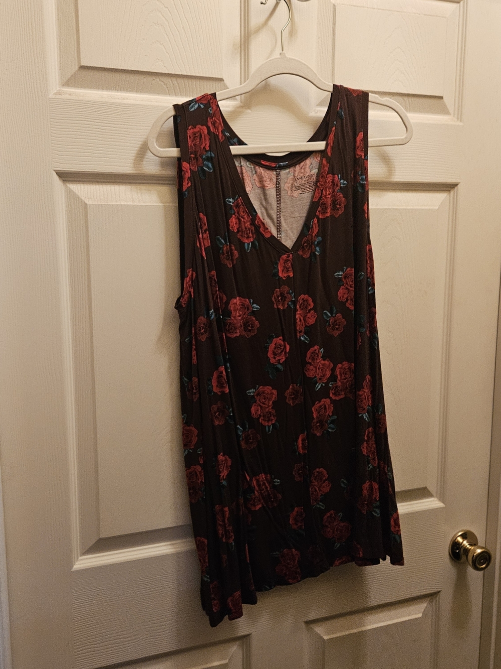 Lane Bryant Swing T with Red Rose Print